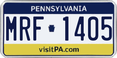 PA license plate MRF1405