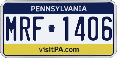 PA license plate MRF1406
