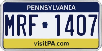PA license plate MRF1407