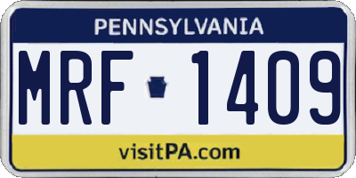 PA license plate MRF1409