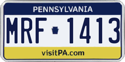 PA license plate MRF1413