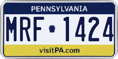 PA license plate MRF1424