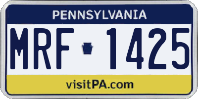 PA license plate MRF1425