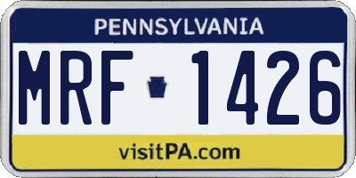 PA license plate MRF1426