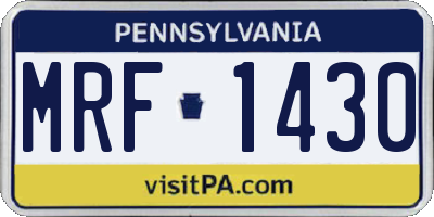 PA license plate MRF1430