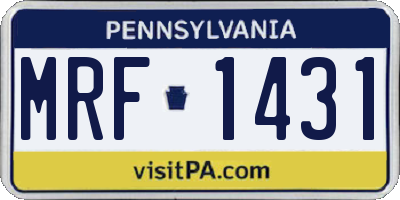 PA license plate MRF1431