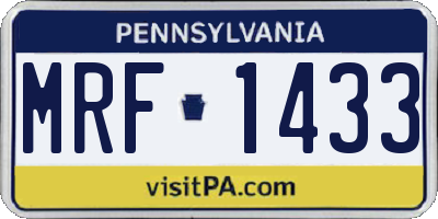 PA license plate MRF1433