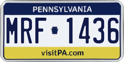 PA license plate MRF1436