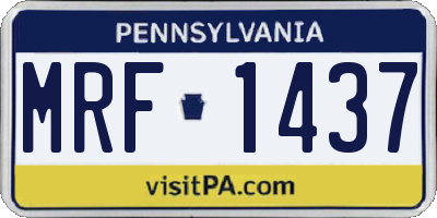 PA license plate MRF1437