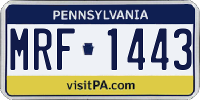 PA license plate MRF1443