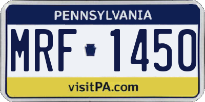 PA license plate MRF1450