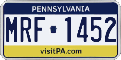 PA license plate MRF1452