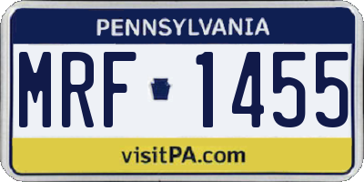 PA license plate MRF1455