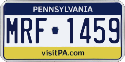 PA license plate MRF1459