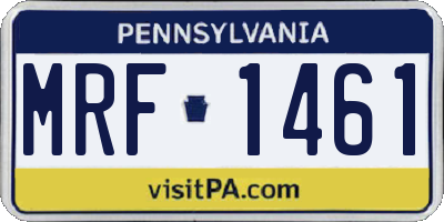 PA license plate MRF1461