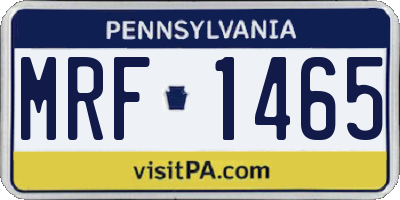 PA license plate MRF1465