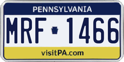 PA license plate MRF1466