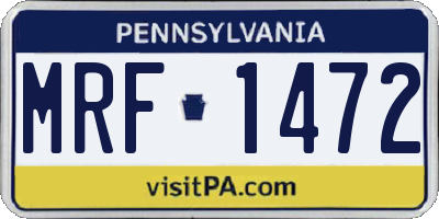 PA license plate MRF1472