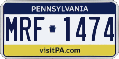 PA license plate MRF1474