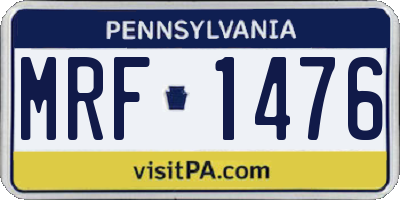 PA license plate MRF1476