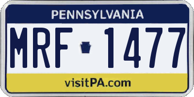 PA license plate MRF1477