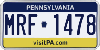 PA license plate MRF1478