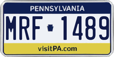 PA license plate MRF1489