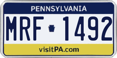 PA license plate MRF1492