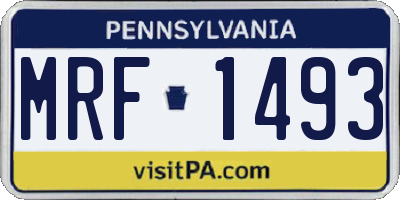 PA license plate MRF1493