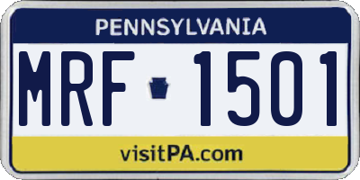 PA license plate MRF1501