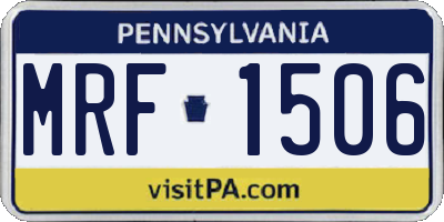 PA license plate MRF1506