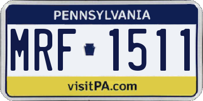 PA license plate MRF1511