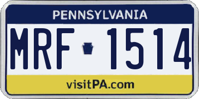 PA license plate MRF1514