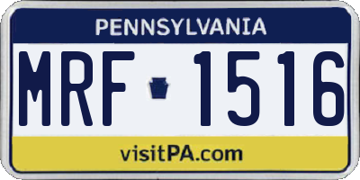 PA license plate MRF1516