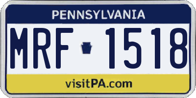 PA license plate MRF1518