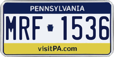PA license plate MRF1536