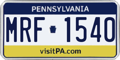 PA license plate MRF1540