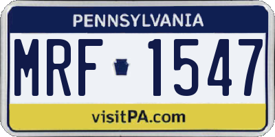 PA license plate MRF1547