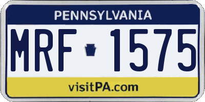 PA license plate MRF1575