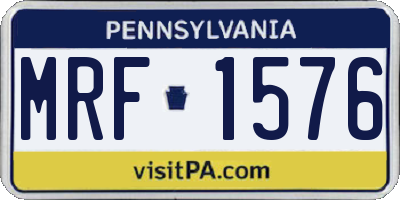 PA license plate MRF1576