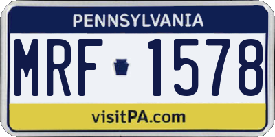 PA license plate MRF1578