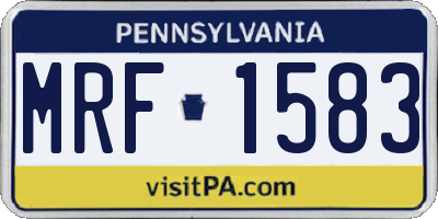 PA license plate MRF1583