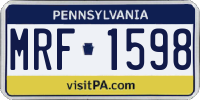 PA license plate MRF1598