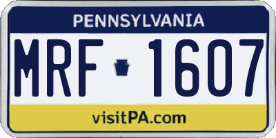 PA license plate MRF1607
