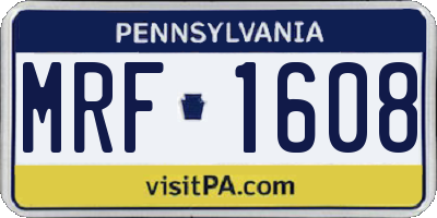PA license plate MRF1608