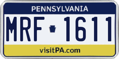 PA license plate MRF1611