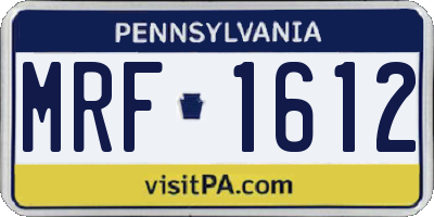 PA license plate MRF1612