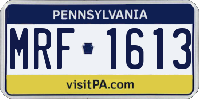 PA license plate MRF1613