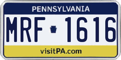 PA license plate MRF1616