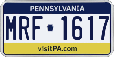 PA license plate MRF1617